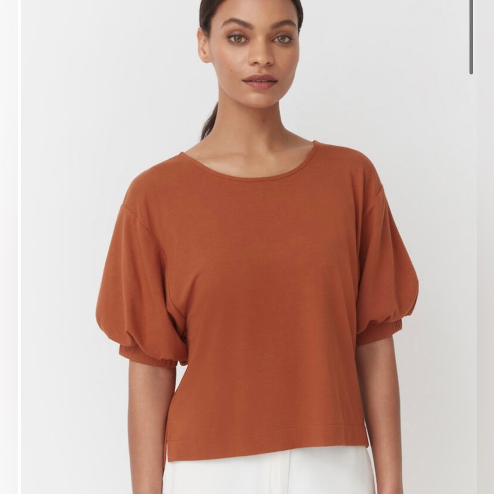Cuyana Balloon Sleeve Tee Shirt Sz XS Ginger